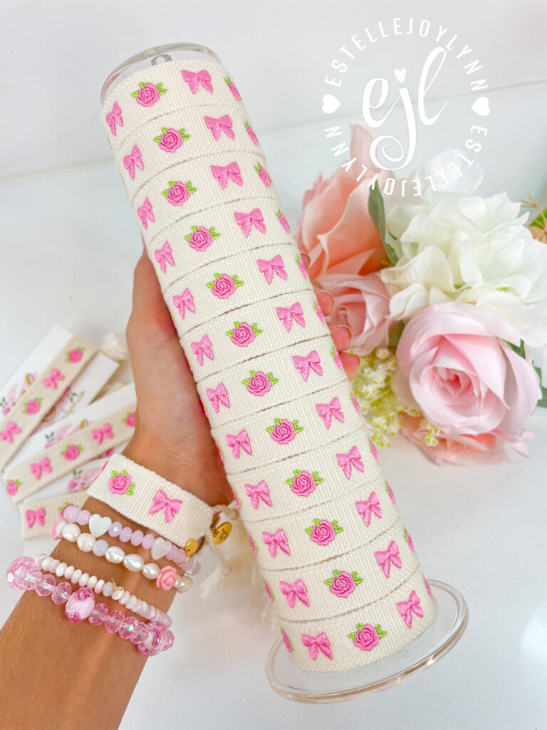 Roses and Bow Coquette Aestheic Embroidered Bracelet