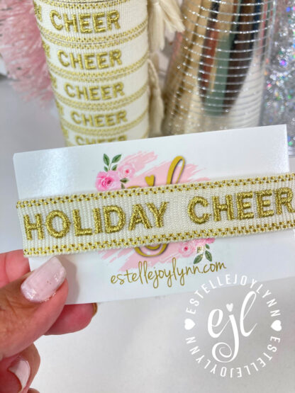 Holiday Cheer Embroidered Bracelet / Christmas Bracelet
