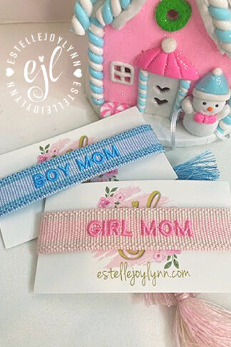 Proud Mom Embroiderey Bracelet / choose for Boy or Girl