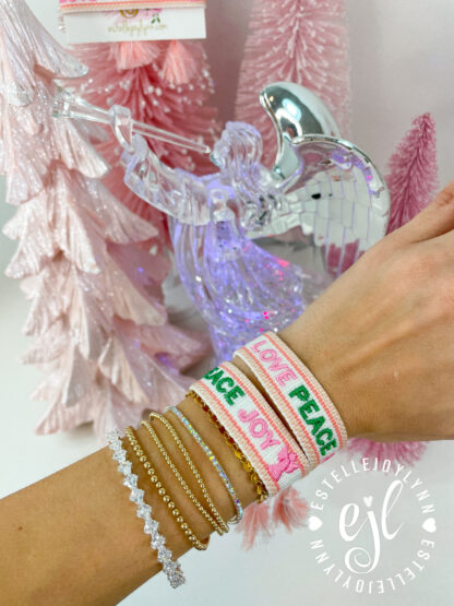 LOVE PEACE JOY Angel Embroidered Bracelet | Christmas Bracelet | Holiday Bracelets