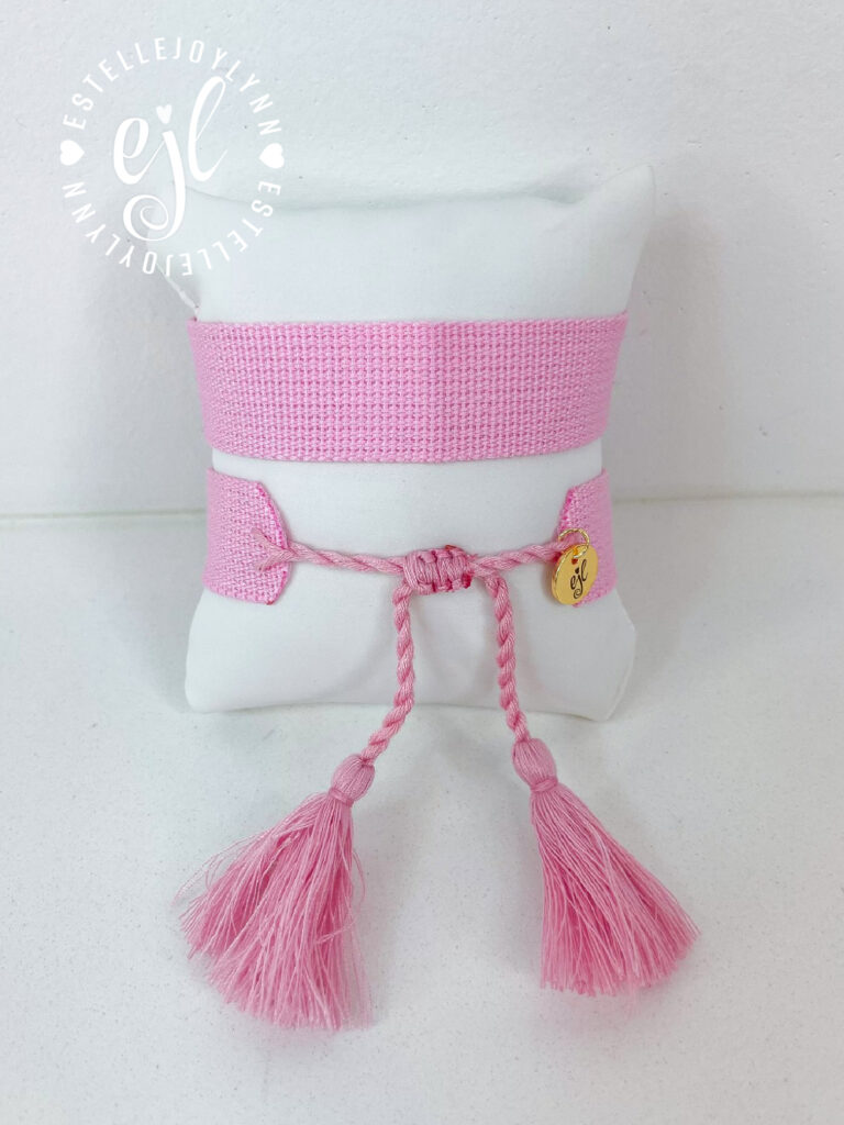 Pink Cupid Create Your Own Custom Embroidered Tassel Statement Bracelet