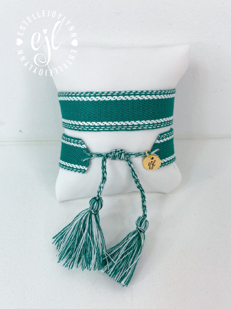 Green/White Create Your Own Custom Embroidered Tassel Statement Bracelet