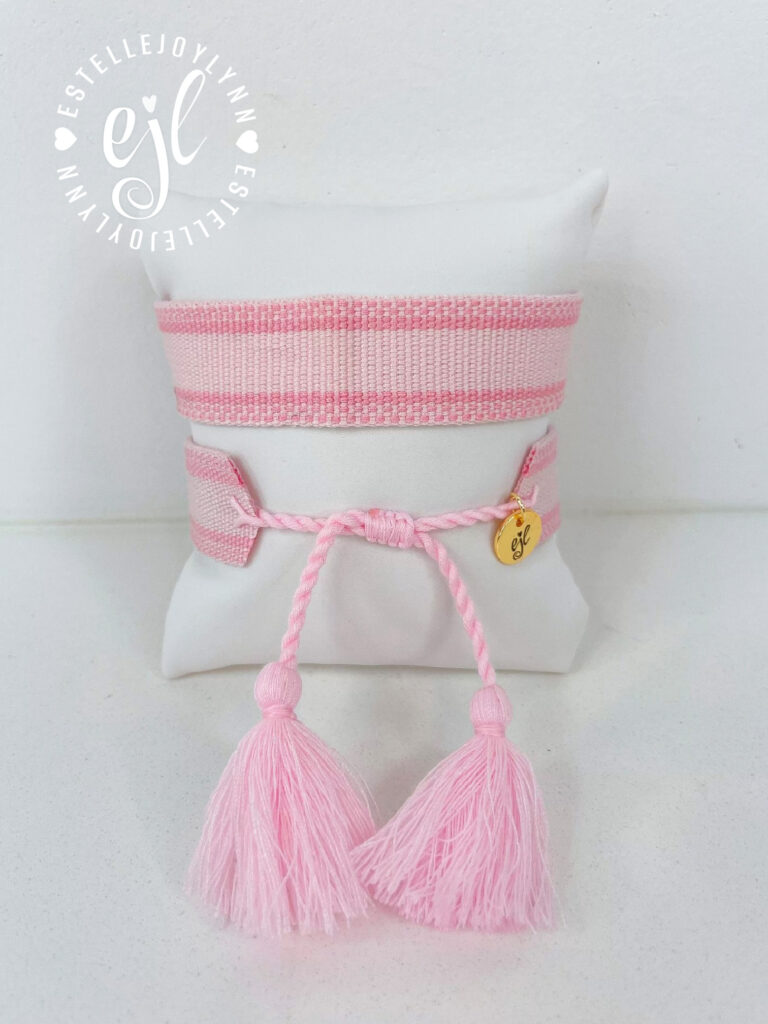 Tickle Me Pink Create Your Own Custom Embroidered Tassel Statement Bracelet