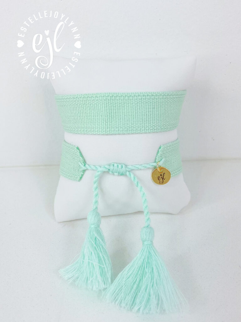 Mint Green Create Your Own Custom Embroidered Tassel Statement Bracelet