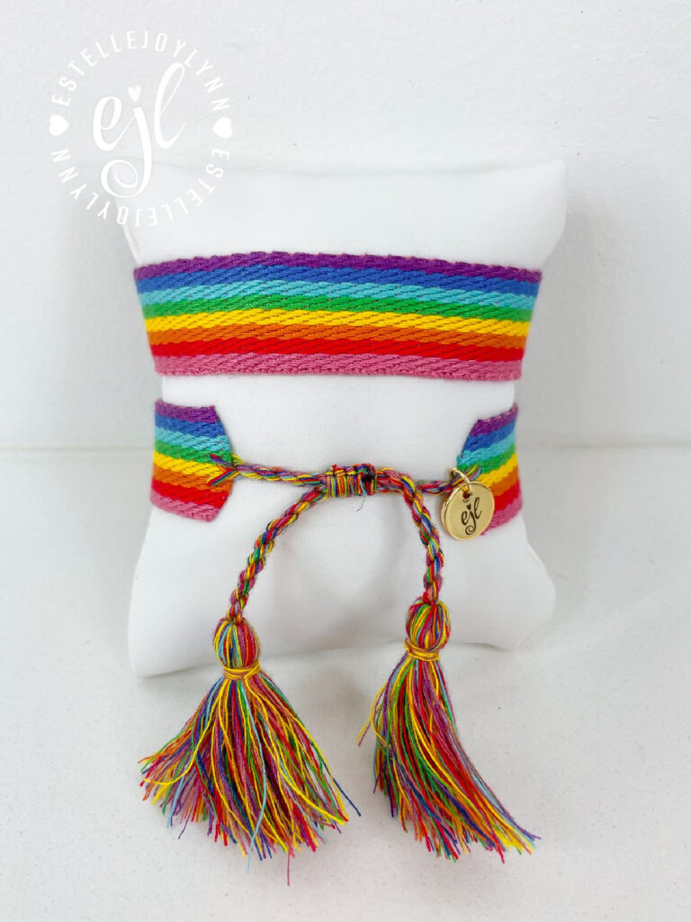 Rainbow Create Your Own Custom Embroidered Tassel Statement Bracelet