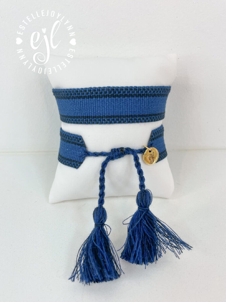 Navy and Black Create Your Own Custom Embroidered Tassel Statement Bracelet
