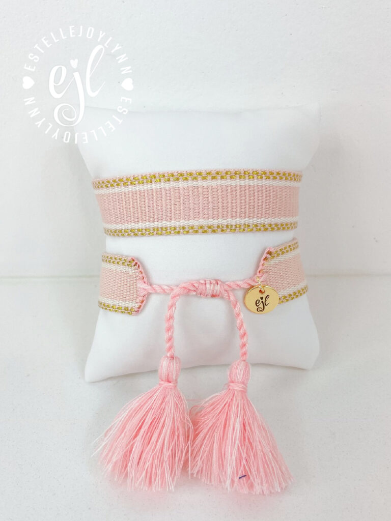 Pink Champagne Create Your Own Custom Embroidered Tassel Statement Bracelet
