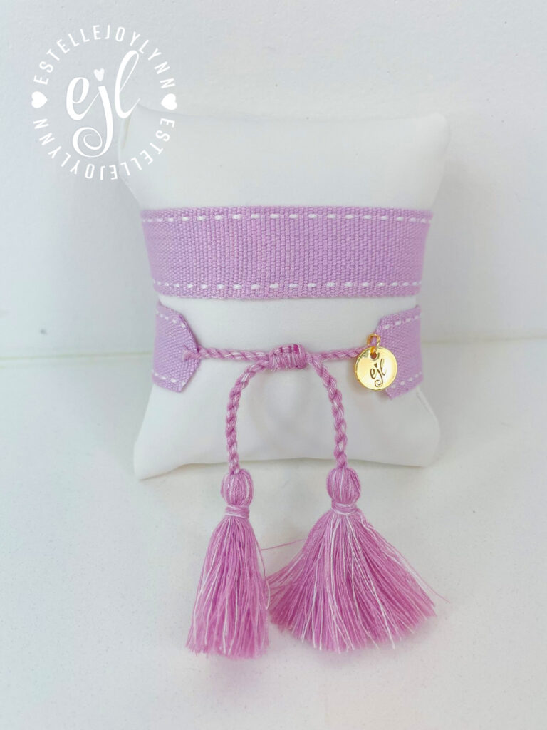 Lavender and White Create Your Own Custom Embroidered Tassel Statement Bracelet