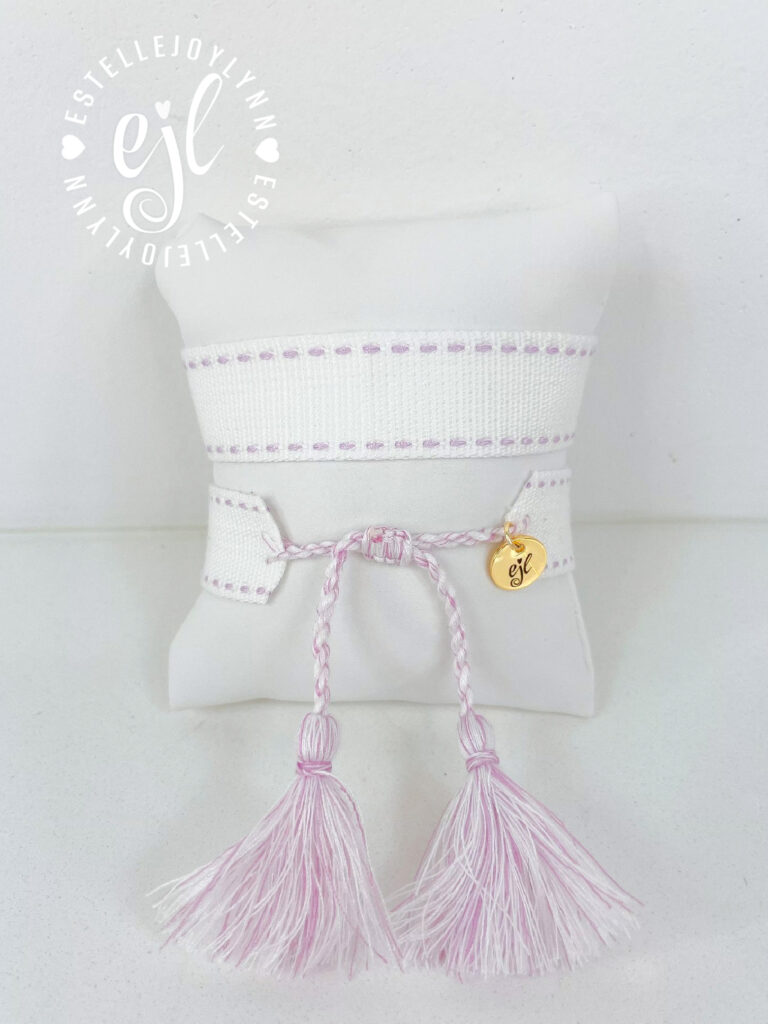 White and Lavender Create Your Own Custom Embroidered Tassel Statement Bracelet