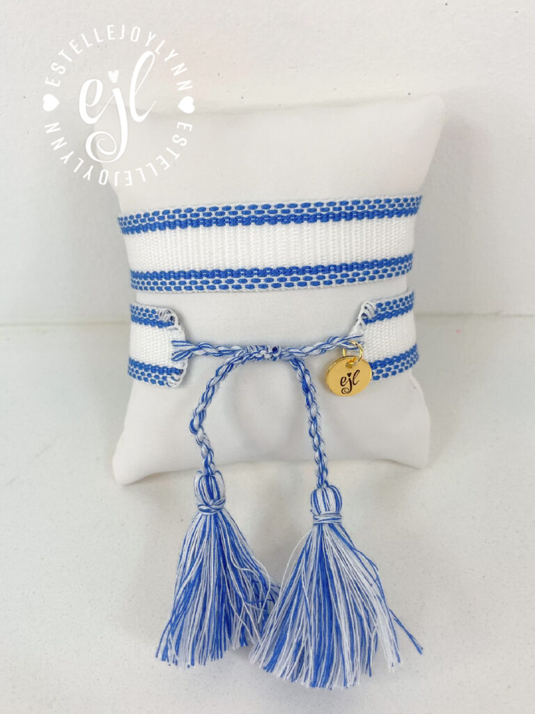 White and Bluetiful Create Your Own Custom Embroidered Tassel Statement Bracelet