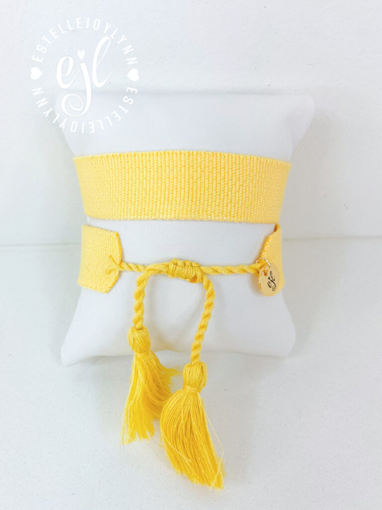 Yellow Create Your Own Custom Embroidered Tassel Statement Bracelet