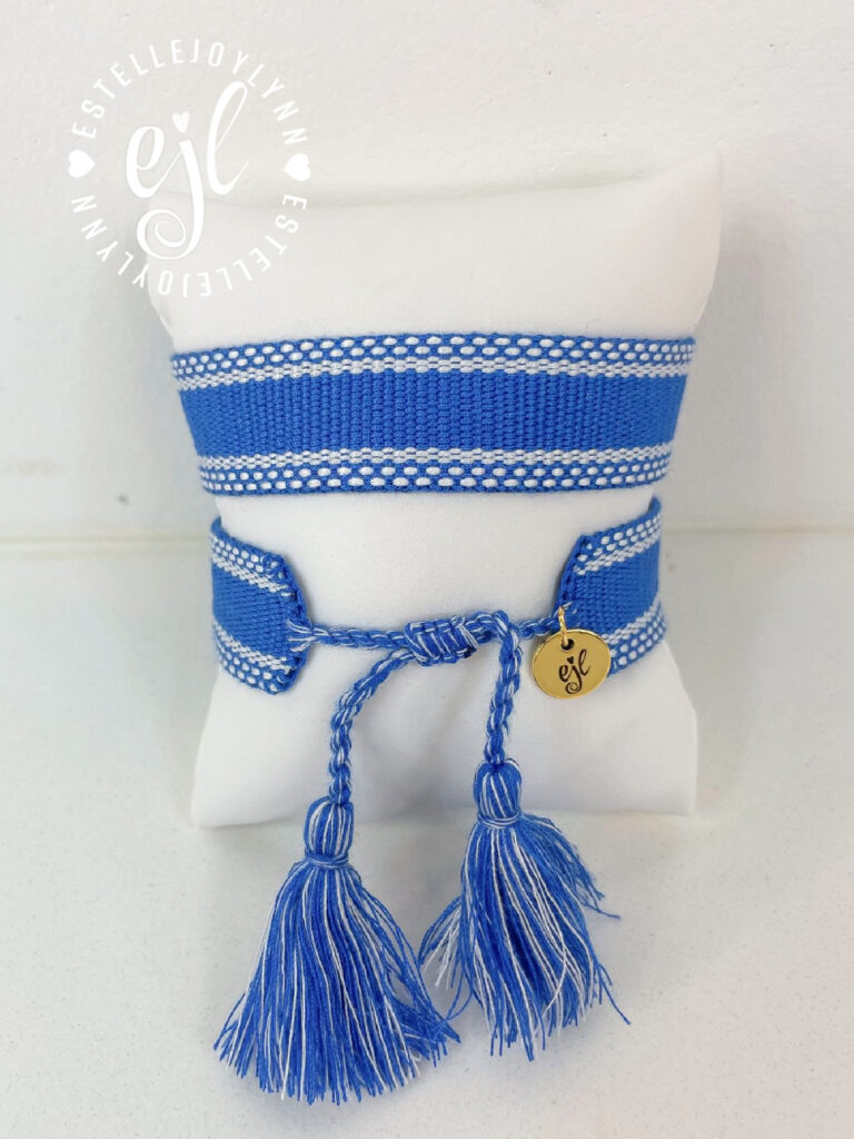 Bluetiful and White Create Your Own Custom Embroidered Tassel Statement Bracelet