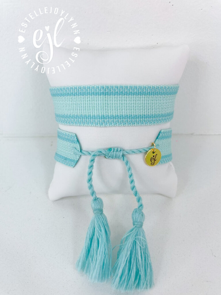 Seafoam Create Your Own Custom Embroidered Tassel Statement Bracelet