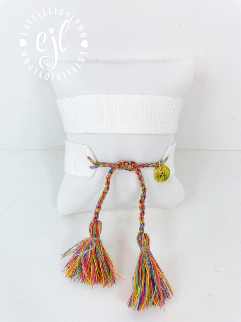 White and Multi Create Your Own Custom Embroidered Tassel Statement Bracelet
