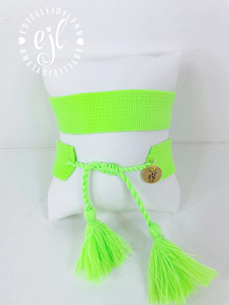 Lime Create Your Own Custom Embroidered Tassel Statement Bracelet
