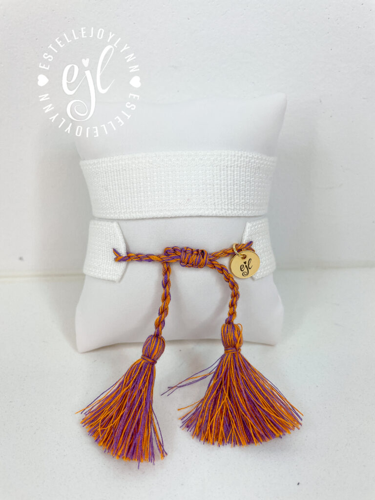 The Fan Club / #108 Purple/Orange / Design Your Own Sports Team Custom Embroidered Tassel Bracelet