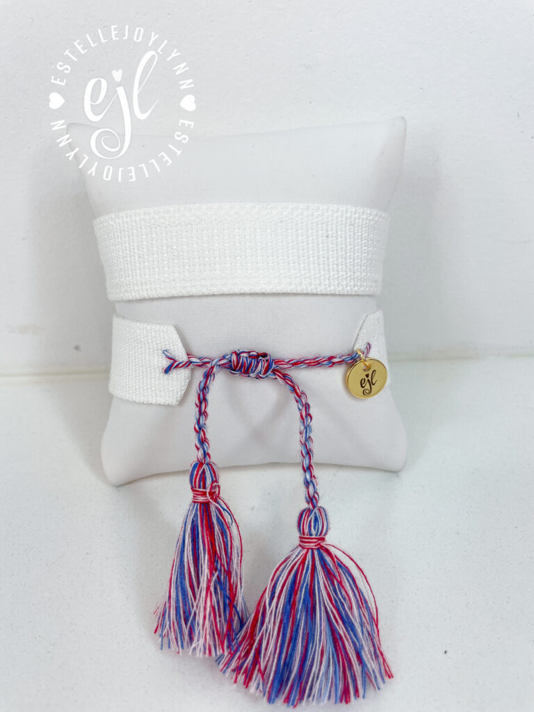 The Fan Club / #111 Red/White/Blue / Design Your Own Sports Team Custom Embroidered Tassel Bracelet