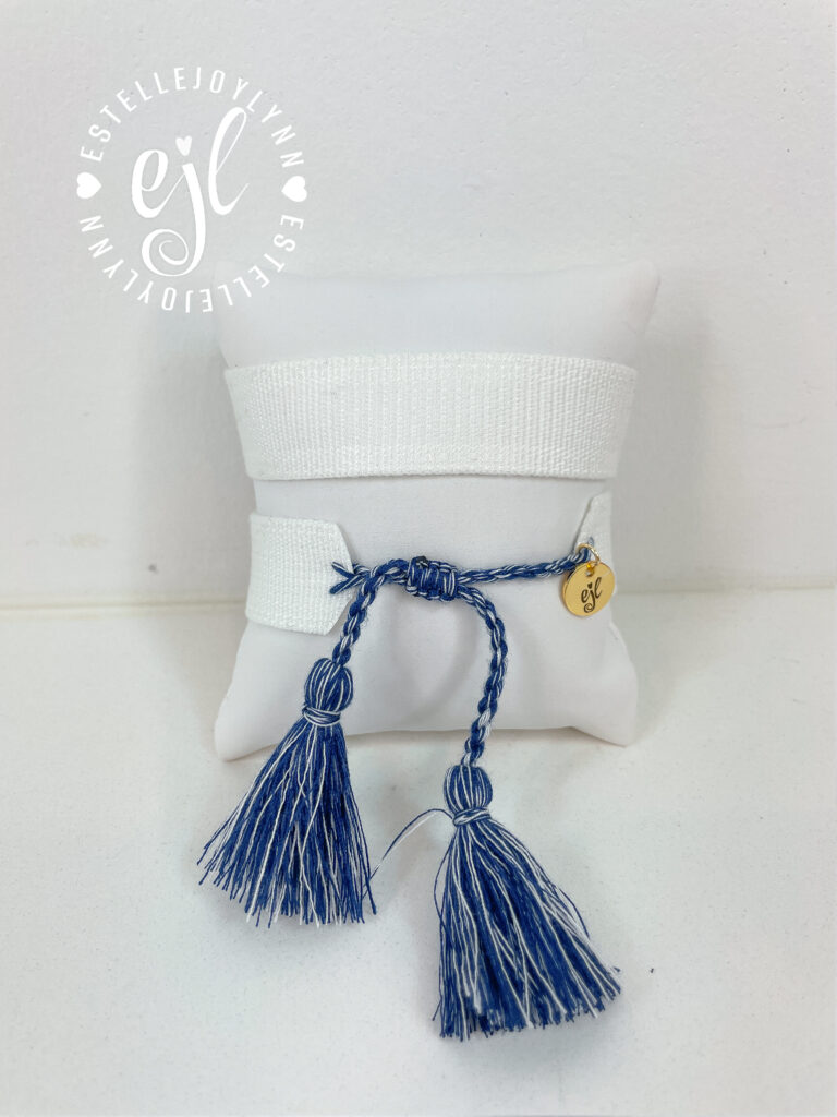 The Fan Club / #114 Navy/White / Design Your Own Sports Team Custom Embroidered Tassel Bracelet