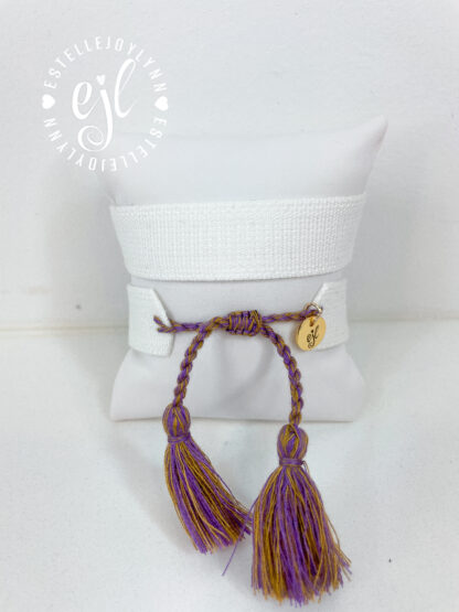 The Fan Club / #110 Purple/Gold / Design Your Own Sports Team Custom Embroidered Tassel Bracelet