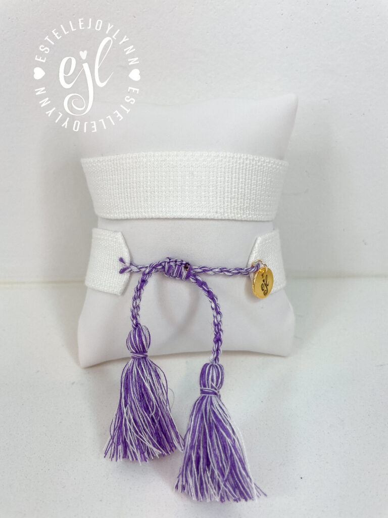 The Fan Club / #109 Purple/White / Design Your Own Sports Team Custom Embroidered Tassel Bracelet