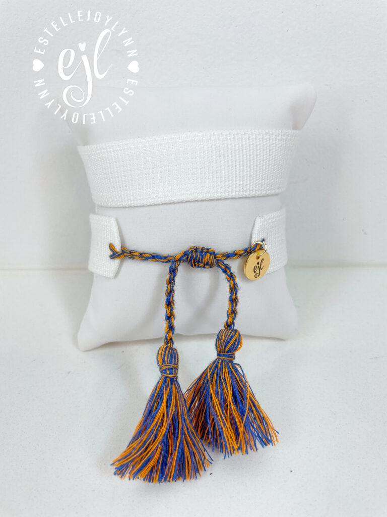 The Fan Club / #113 Bluetiful/Orange / Design Your Own Sports Team Custom Embroidered Tassel Bracelet