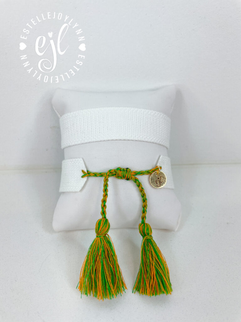 The Fan Club / #103 Emerald Green/Orange / Design Your Own Sports Team Custom Embroidered Tassel Bracelet