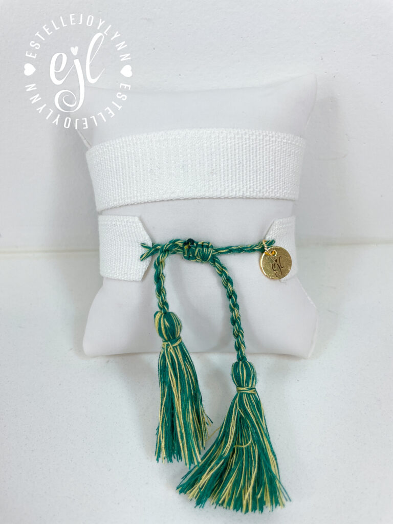 The Fan Club / #102 Green/Yellow / Design Your Own Sports Team Custom Embroidered Tassel Bracelet