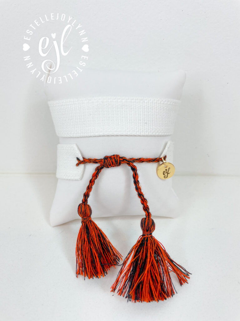 The Fan Club / #119 Black/Orange / Design Your Own Sports Team Custom Embroidered Tassel Bracelet