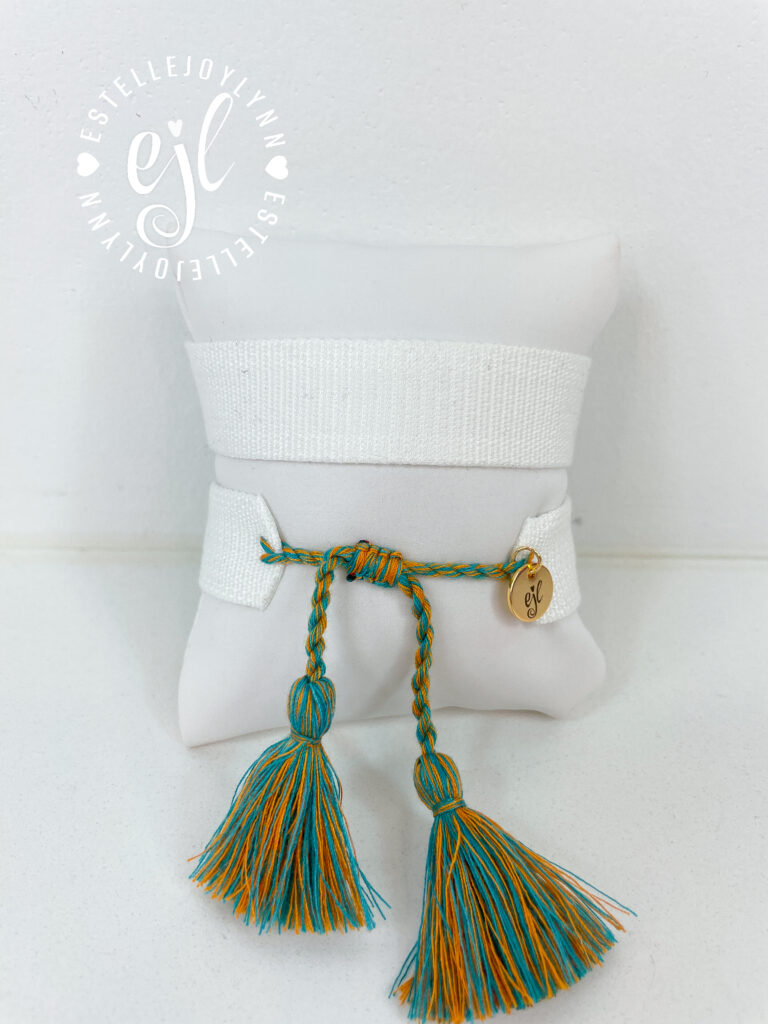 The Fan Club / #106 Teal/Orange / Design Your Own Sports Team Custom Embroidered Tassel Bracelet