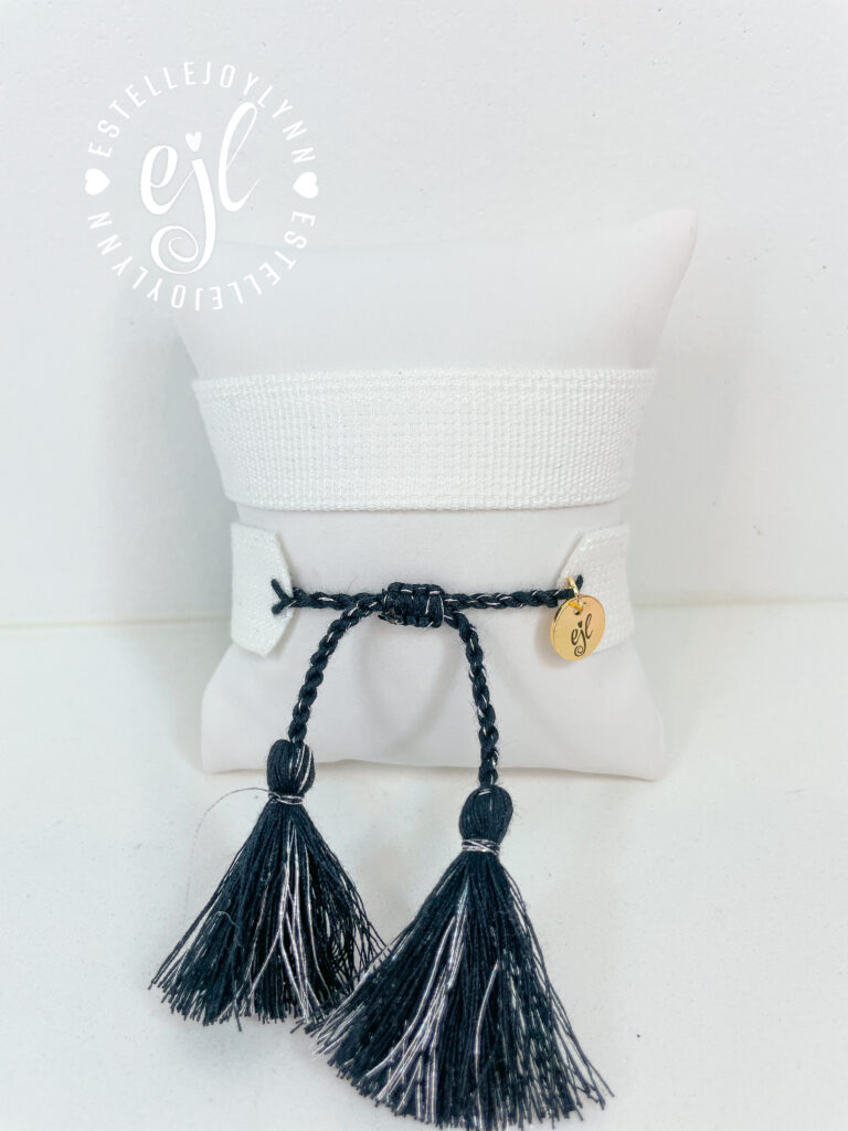 The Fan Club / #122 Black/Silver / Design Your Own Sports Team Custom Embroidered Tassel Bracelet