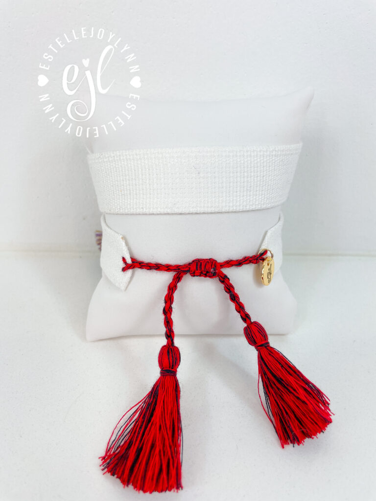 The Fan Club / #118 Red/Black / Design Your Own Sports Team Custom Embroidered Tassel Bracelet