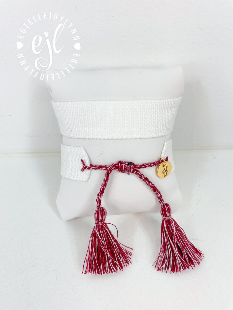 The Fan Club / #115 Maroon/White / Design Your Own Sports Team Custom Embroidered Tassel Bracelet