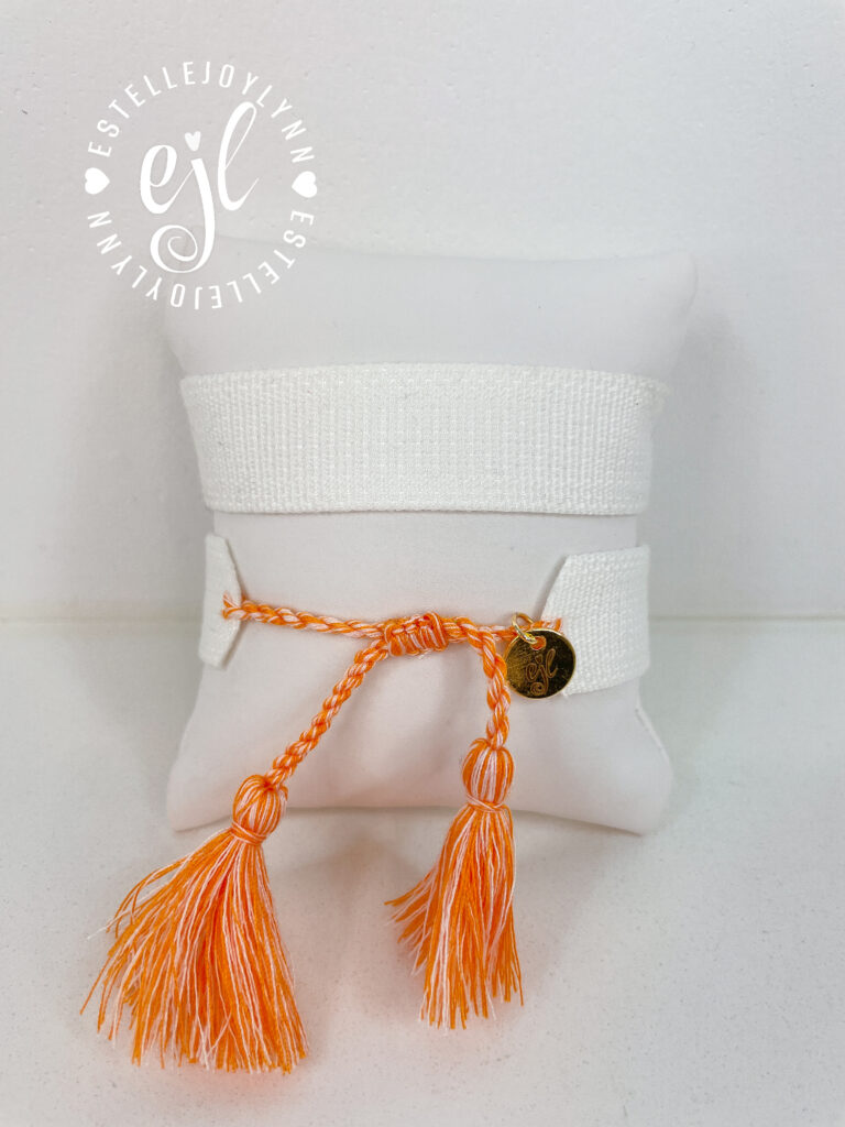 The Fan Club / #107 Orange/White / Design Your Own Sports Team Custom Embroidered Tassel Bracelet