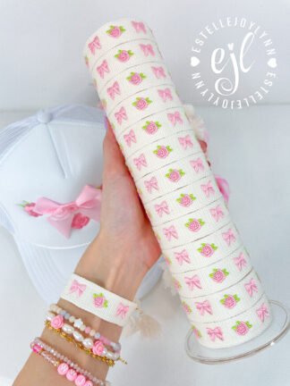 Roses and Bow Coquette Aestheic Embroidered Bracelet