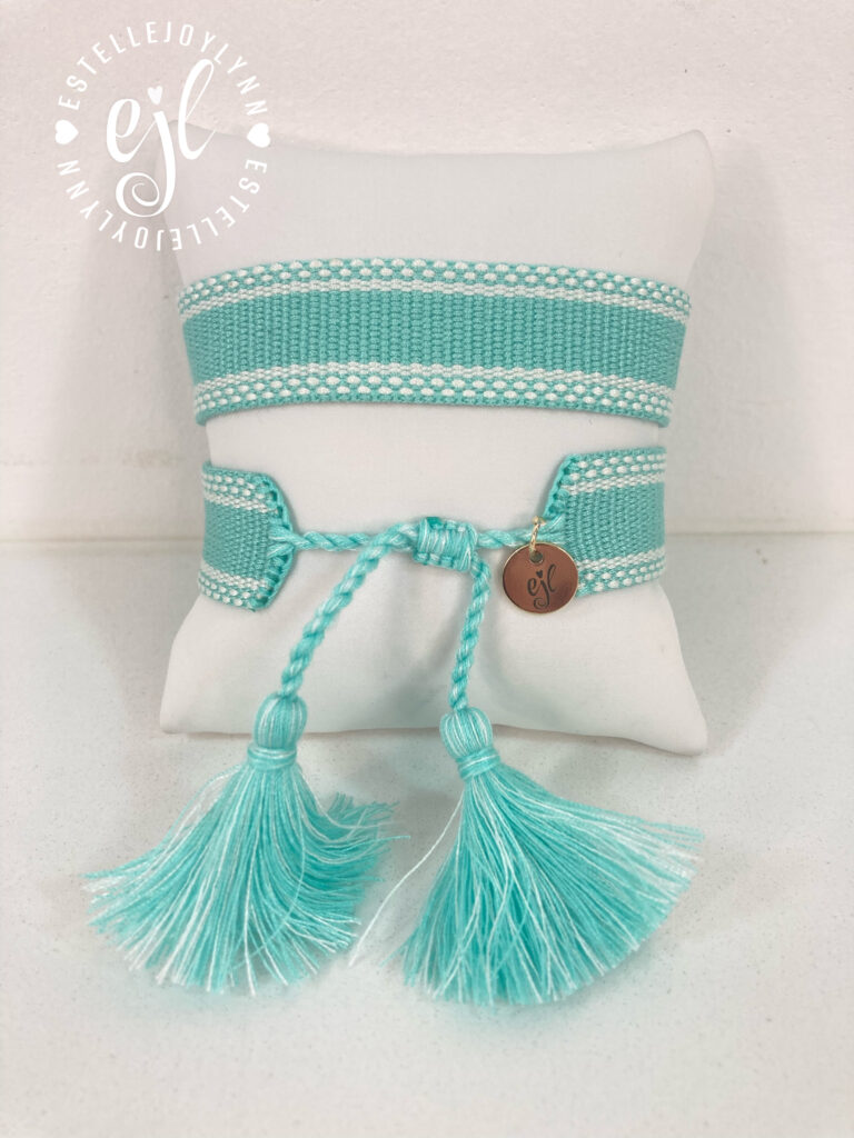 Aquamarine Create Your Own Custom Embroidered Tassel Statement Bracelet