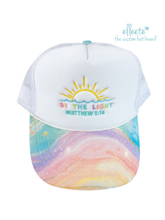 BE THE LIGHT Matthew 5:14 Elleete™️ Pastel Embroidered Trucker Hat