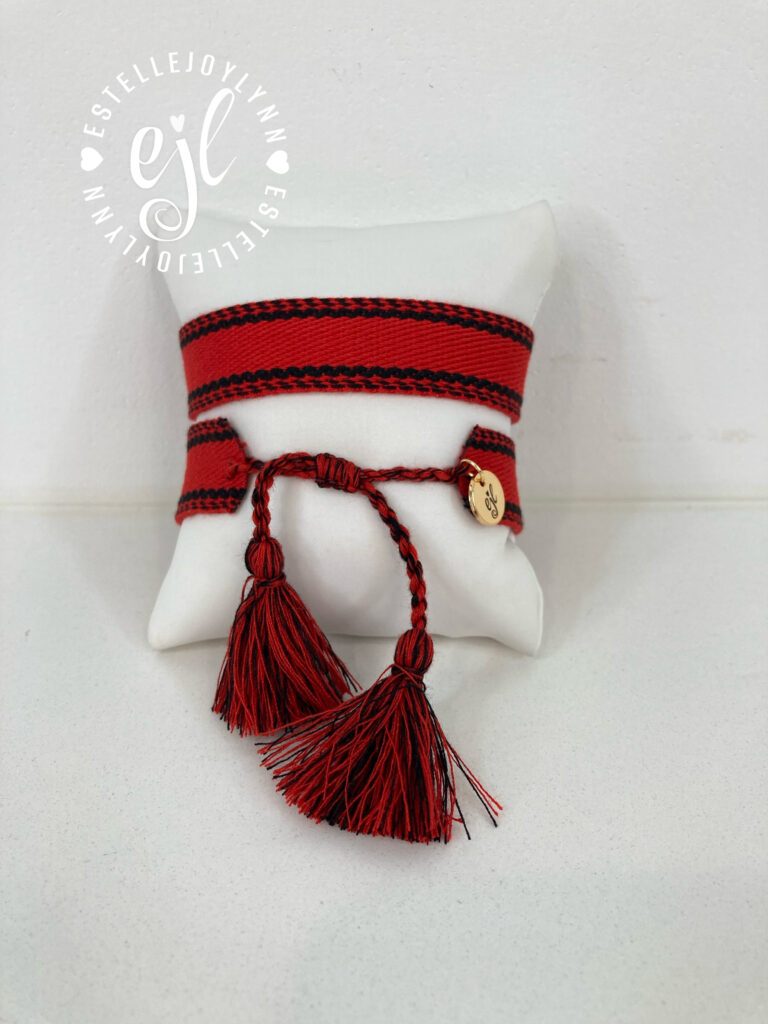 Red/Black Create Your Own Custom Embroidered Tassel Statement Bracelet