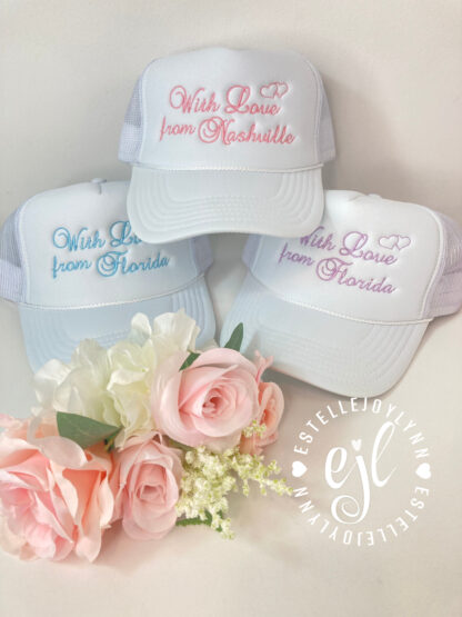 With Love from any State or City Embroidered Trucker Hats / CUSTOM Embroidered Trucker Hats - Image 8