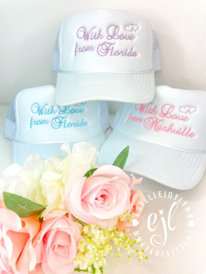 With Love from any State or City Embroidered Trucker Hats / CUSTOM Embroidered Trucker Hats - Image 2