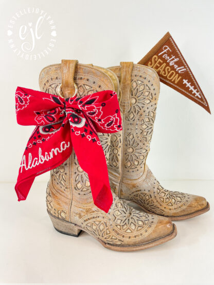 Custom Embroidered Cowboy Boot Bandana Bow©