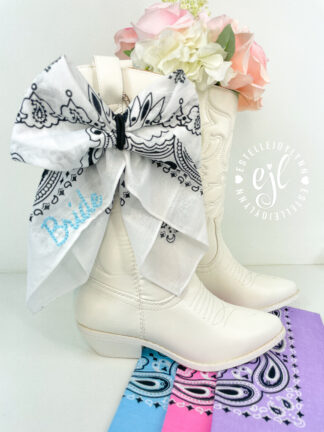 Bride Bandana Boot Bow© Custom Embroidered
