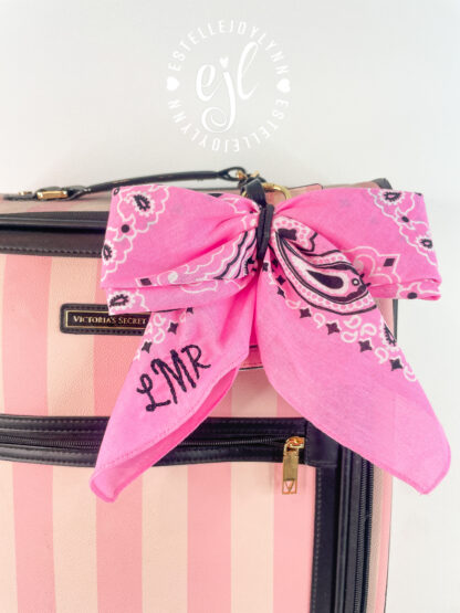 Monogram Bandana Bow Custom Embroidered Luggage Tag - Image 3