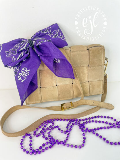 Monogram Bandana Bow Custom Embroidered for Purse, Backpack, Luggage