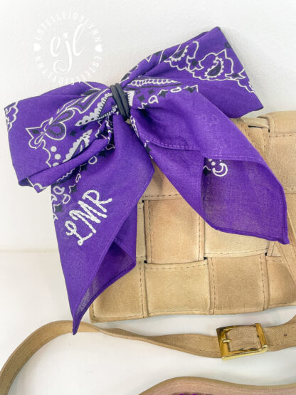 Monogram Bandana Bow Custom Embroidered for Purse, Backpack, Luggage - Image 3