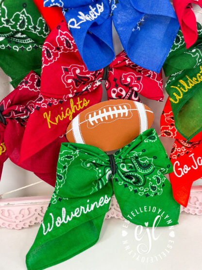 Game Day Bandana Bow© for Snapback Hat Custom Embroidered - Image 4