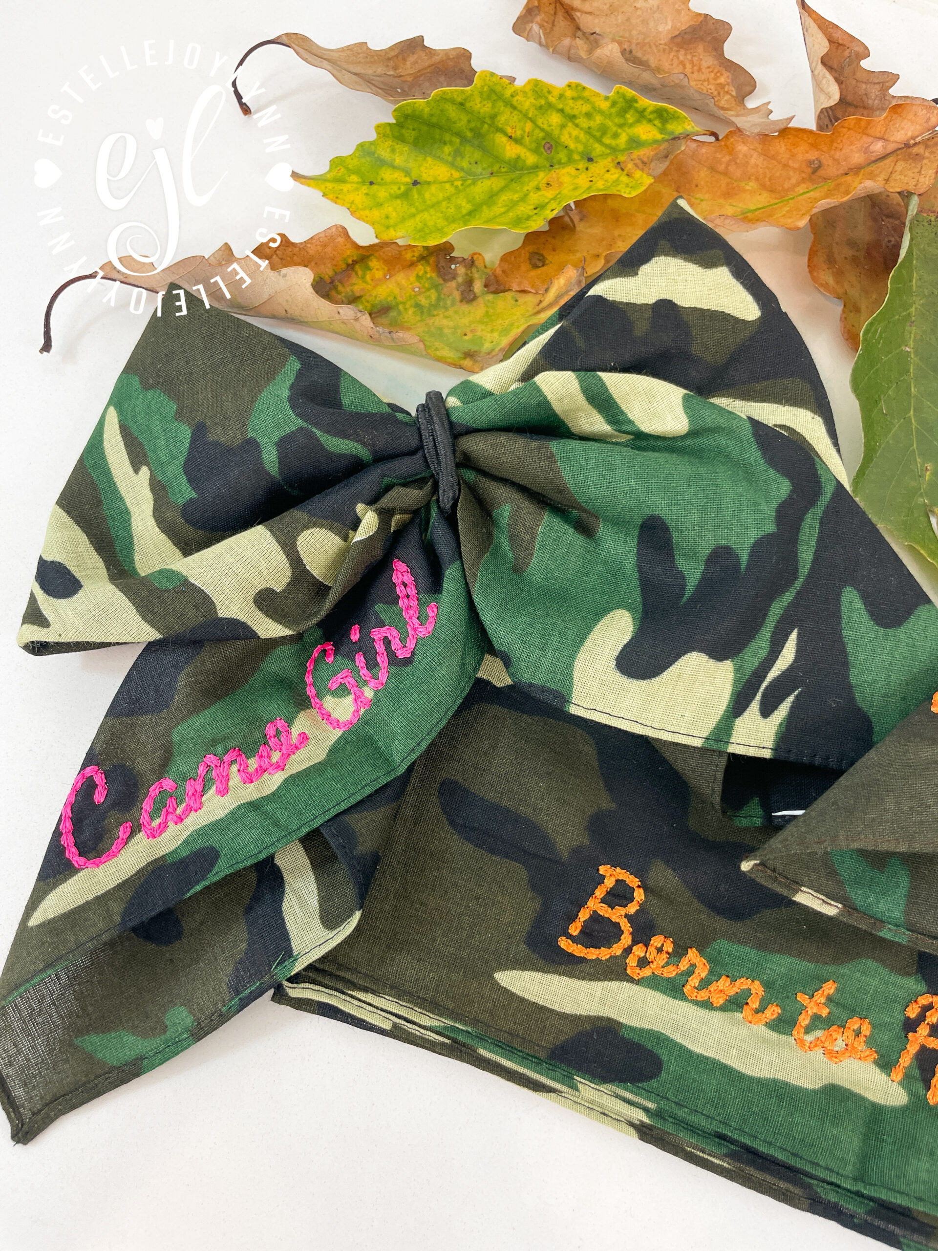 Camo Bandana or Custom Bow© Embroidered for your purse, Cowboy Boots or backpack - Image 2