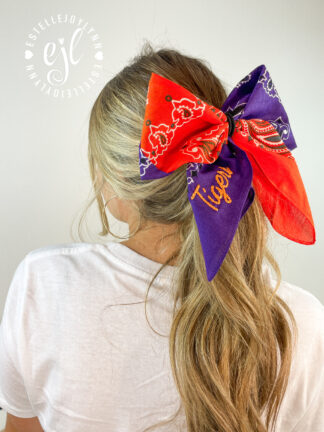 Custom Dual Color Bandana Hair Bow© School Spirit with Barrette