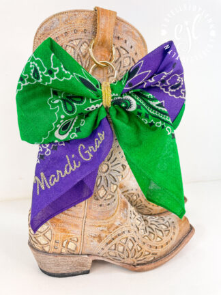 Mardi Gras Custom Dual Color Bandana Bow© for your Cowboy Boots