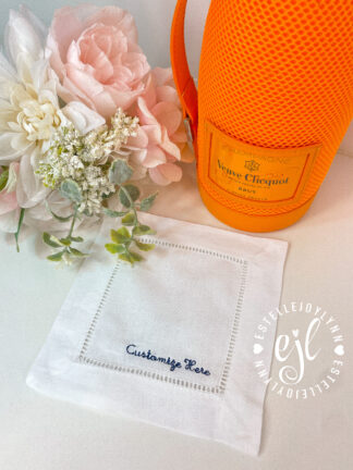 Custom Cocktail Napkins Custom Embroidered Linen / personalized with any word, name, lettering / Sold Individually