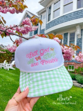 With God All Things are Possible Elleete™️ Pastel Embroidered Trucker Hat